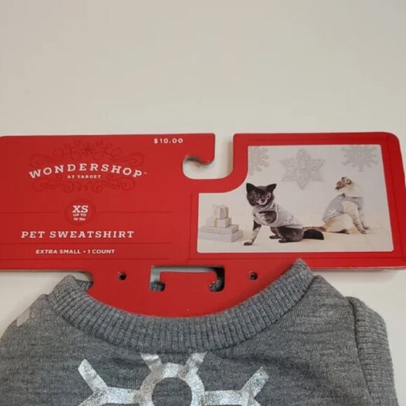 Wondershop Gray Pet Sweatshirt with Silver Snowflakes XS - Picture 2 of 4